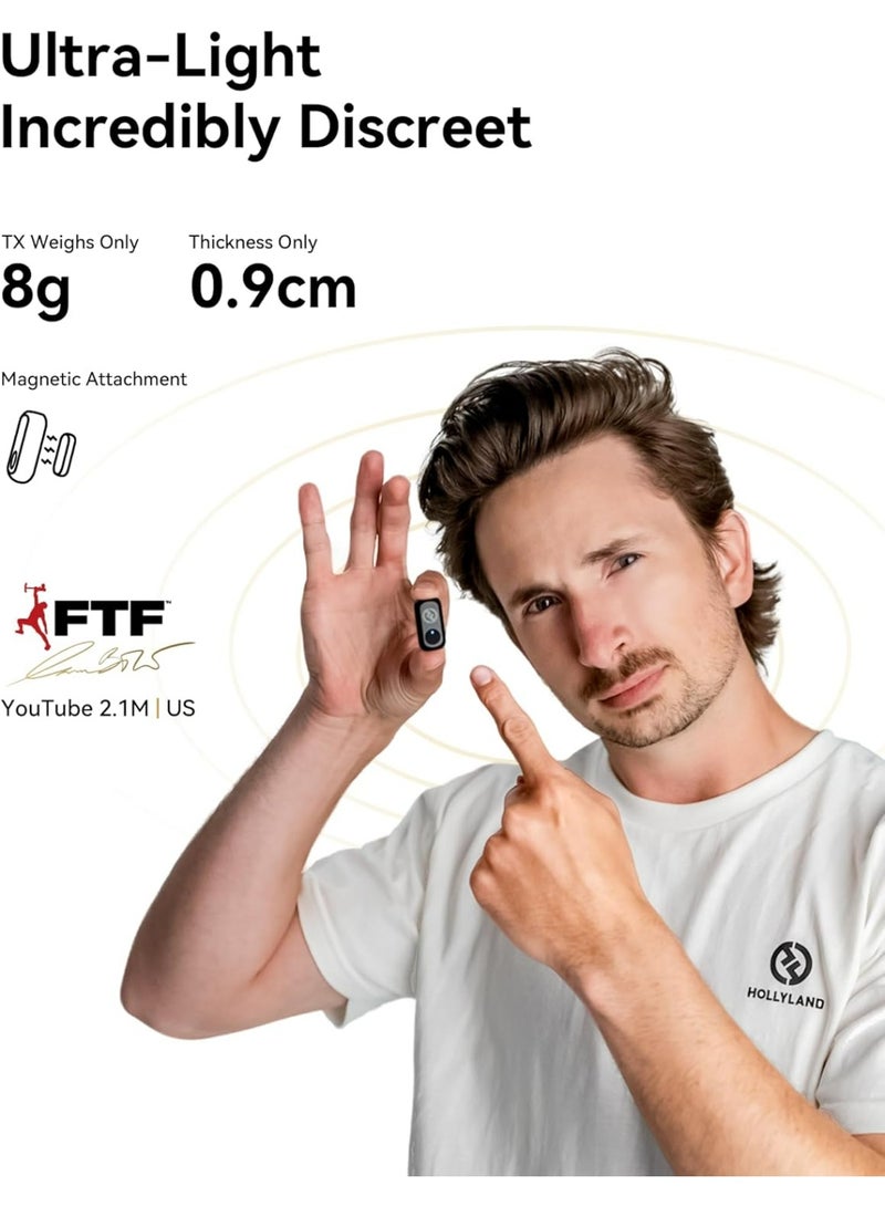 هولي لاند Hollyland LARK A1 Mini Wireless Microphone for iPhone 14/13/12, Pure Sound, 3-Level Intelligent Noise Cancellation, Magnetic Microphone for Vlogging, YouTube, Podcast Lark A1 Mini Duo Lightning - Image 2