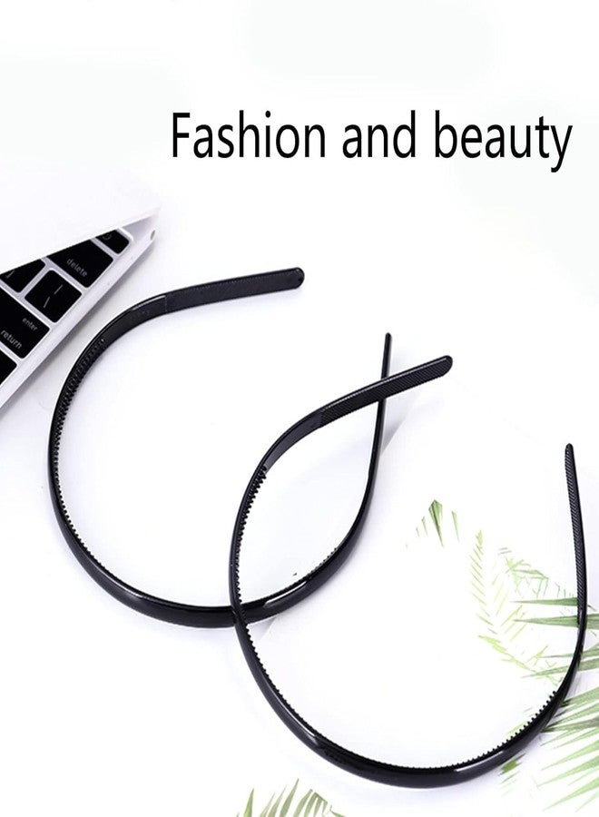 PACTIV 6 x Hair Band, Plastic Simple Headband with Teeth, Non-Slip, 1inch Wide, Thin, DIY for Girls, Women, Men, Black - Image 2