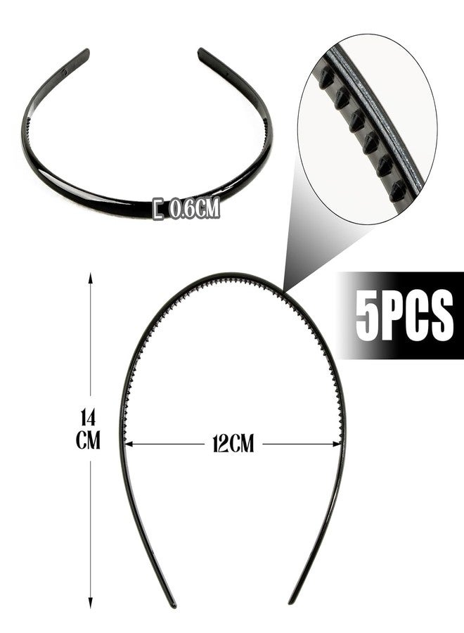 PACTIV 6 x Hair Band, Plastic Simple Headband with Teeth, Non-Slip, 1inch Wide, Thin, DIY for Girls, Women, Men, Black - Image 5