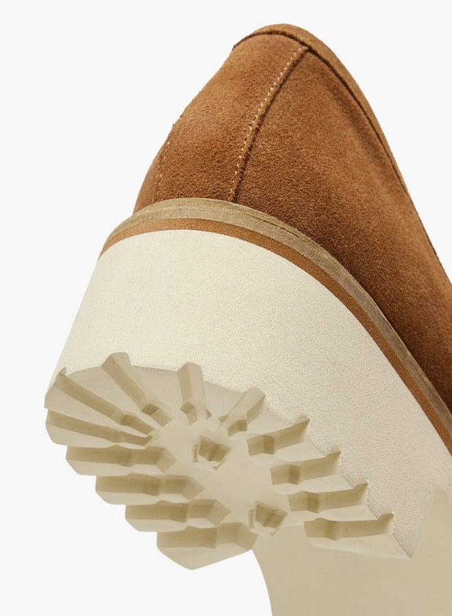 Paprika Solid Suede Loafers with Chunky Heels - Image 5