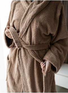 ماركة غير محددة Cotton Plain Bathrobe Brown  - Image 2