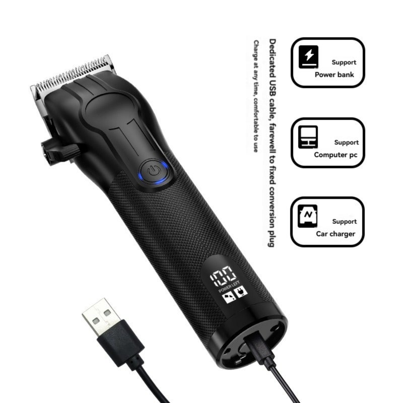 Electric hair clipper LED digital display  ZCC170-ZCC216 all black set - Image 3