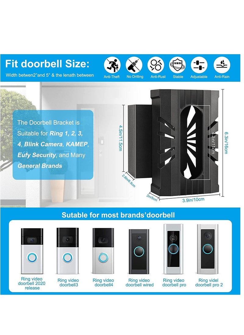Doorbell Mount Anti-Theft Video Doorbell Holder for Apartment Renter Friendly Ring Doorbell Bracket, Doorbell No-Drill Mount Fit for Most Doorbell Camera Accessories  - Image 4