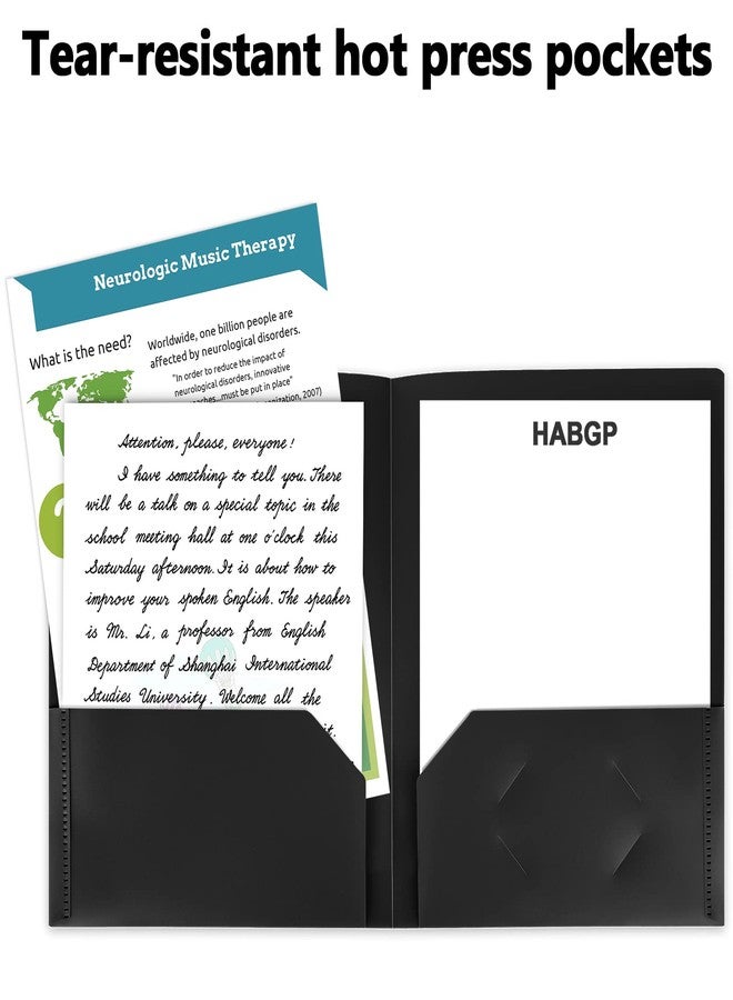 HABGP 6 Pack Black File Folders with Pockets and Business Card Slot, Letter Size Plastic 2 Pocket Folders for Documents, Office Filing Cabinet Folders, School Supplies for College Students - Image 4