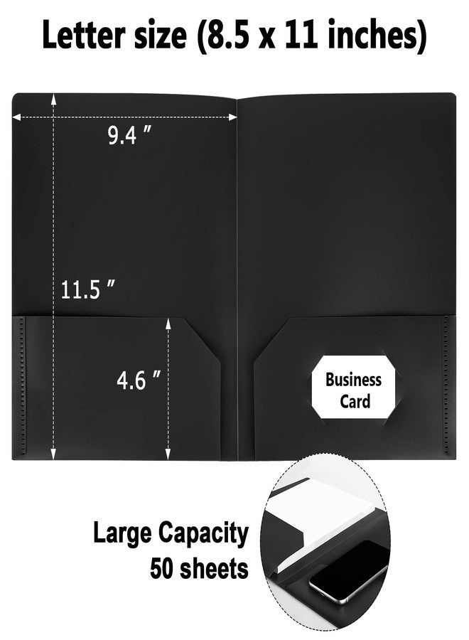 HABGP 6 Pack Black File Folders with Pockets and Business Card Slot, Letter Size Plastic 2 Pocket Folders for Documents, Office Filing Cabinet Folders, School Supplies for College Students - Image 2