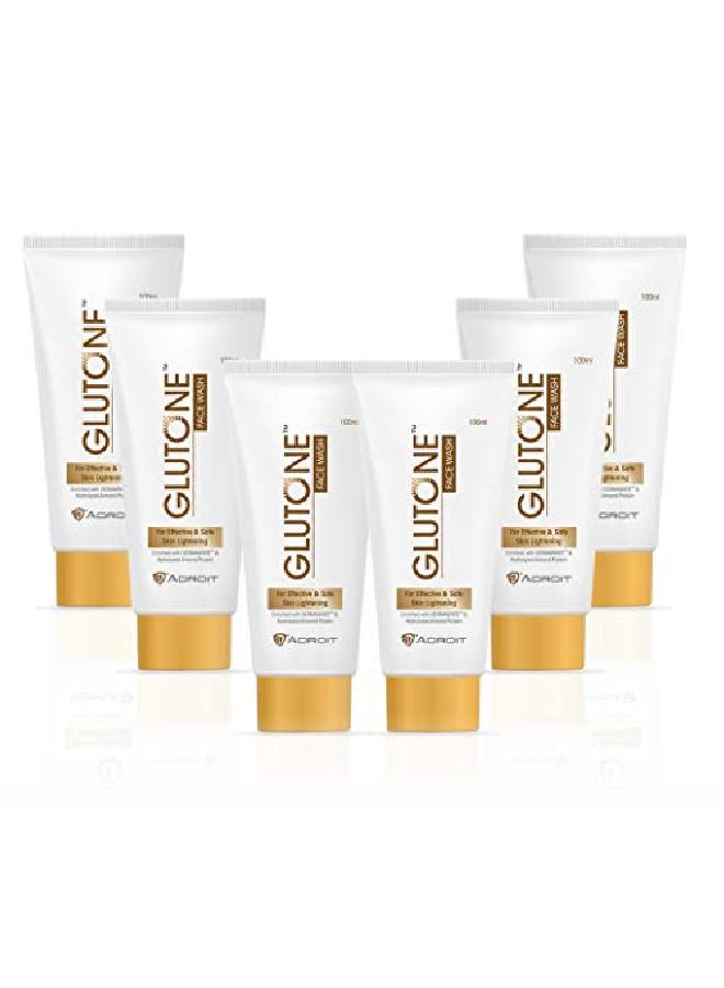 GLUTONE Face Wash| Glow & Radiance Face Wash| With Fruit Extracts| Enriched Hydrolyzed Almond Protein| SugarBased Formula| 100ml (Pack of 6) - Image 2