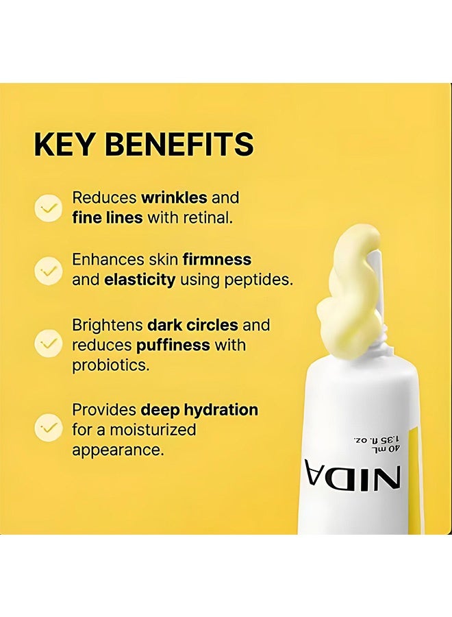 NIDA Revive Eye Cream，For Probiotic Solution, Retinal, Peptide | Wrinkles, Fine Lines, Cell Turnover, Firm Skin Texture, Radiant Skin, Moisture Retention  40ml - Image 4