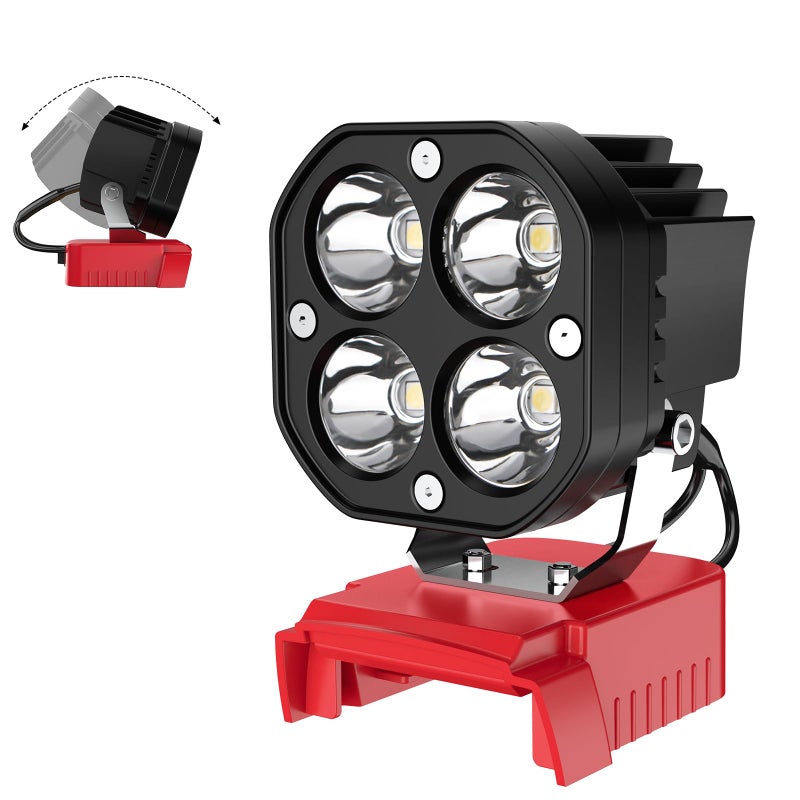 Azocek LED Work Light Compatible with Milwaukee 18V Battery, Azocek 40W 6000LM Flashlight, 18V Battery Cordless Work Light 120Â°Adjustable with Low Voltage Protection for Outdoors and Job Site Lighting - Image 1