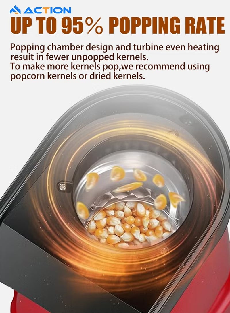 ACTION Hot Air Popcorn Machine 1200w, Quick To Complete Healthy Food In 2-3 Minutes 1.8 L 1200.0 W JYDQ-01H Red - Image 5