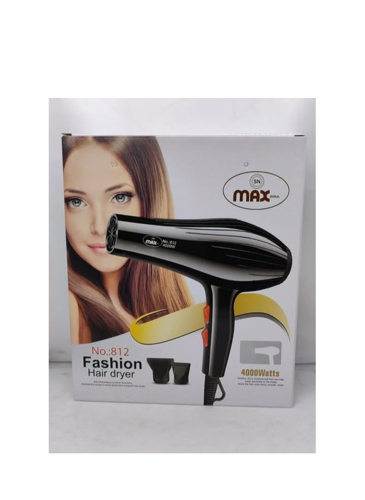 Max Professional AC Motor Hair Dryer For Salon 3 Speed Hair Dryer - 4000 W, black color  - Image 2
