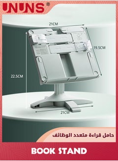 UNUNS حامل كتب، حامل كتب للقراءة بدون استخدام اليدين، صينية حامل كتب قابلة للتعديل ومشابك ورق للصفحة، حامل كتب قابل للطي لطاولة المكتب للأطفال والكتب المدرسية ومستلزمات دراسة Ipad، أخضر  - Image 2