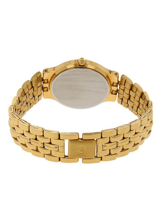 TITAN ساعة تيتان كاريشما التناظرية ذات القرص الأبيض المستدير بحزام من الفولاذ المقاوم للصدأ الذهبي للرجال-1107YM07 - Image 4