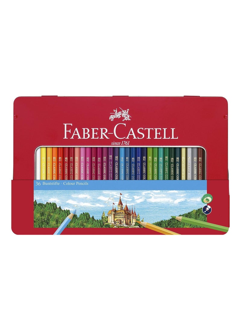 FABER-CASTELL - Faber-Castell Classic Colour Pencils 36 In A Flat Metal Tin - Image 1