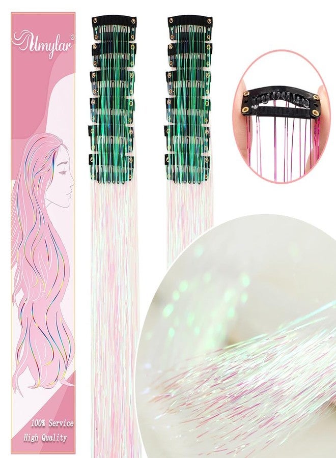 VIVIAN Clip Glitter Festival Tinsel Hair Extensions Hair Tinsel for party Hair Accessories kit 2Pcs Strands-Colorful - Image 2