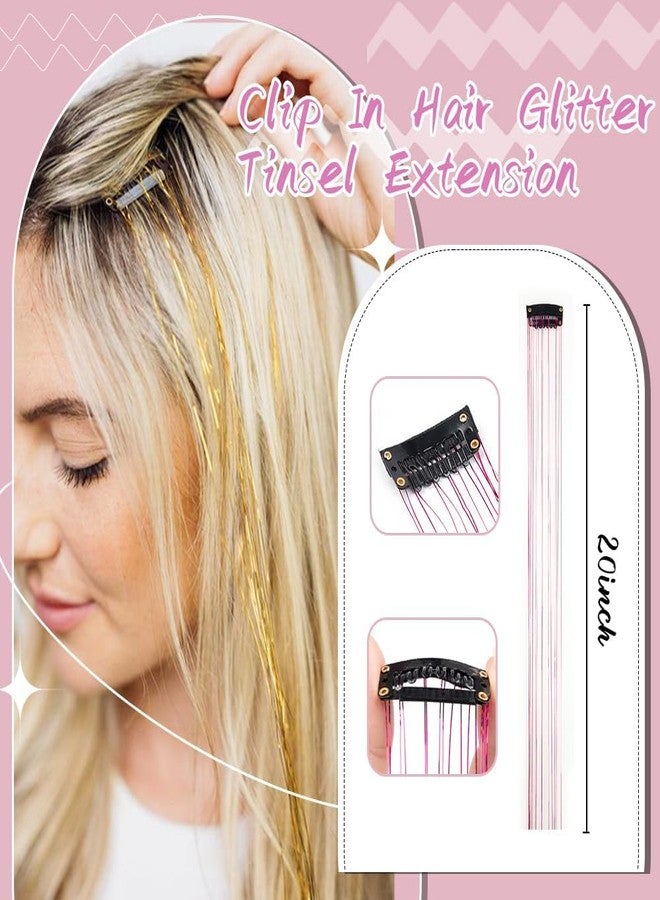 VIVIAN Clip Glitter Festival Tinsel Hair Extensions Hair Tinsel for party Hair Accessories kit 2Pcs Strands-Colorful - Image 3