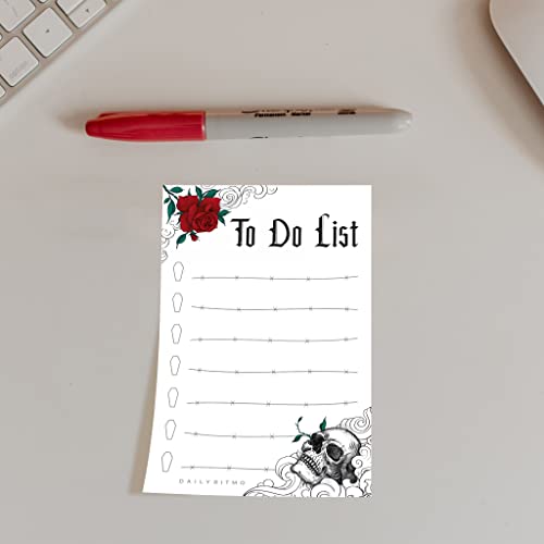 DAILY RITMO Gothic Skull Sticky to Do List Notepad | Witchy Gifts for Women | Goth Notes | Creepy Spooky Goth Emo Stuff | 50 Pages 4x6 by Daily Ritmo - Image 2