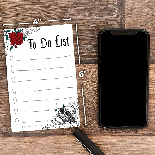 DAILY RITMO Gothic Skull Sticky to Do List Notepad | Witchy Gifts for Women | Goth Notes | Creepy Spooky Goth Emo Stuff | 50 Pages 4x6 by Daily Ritmo - Image 4