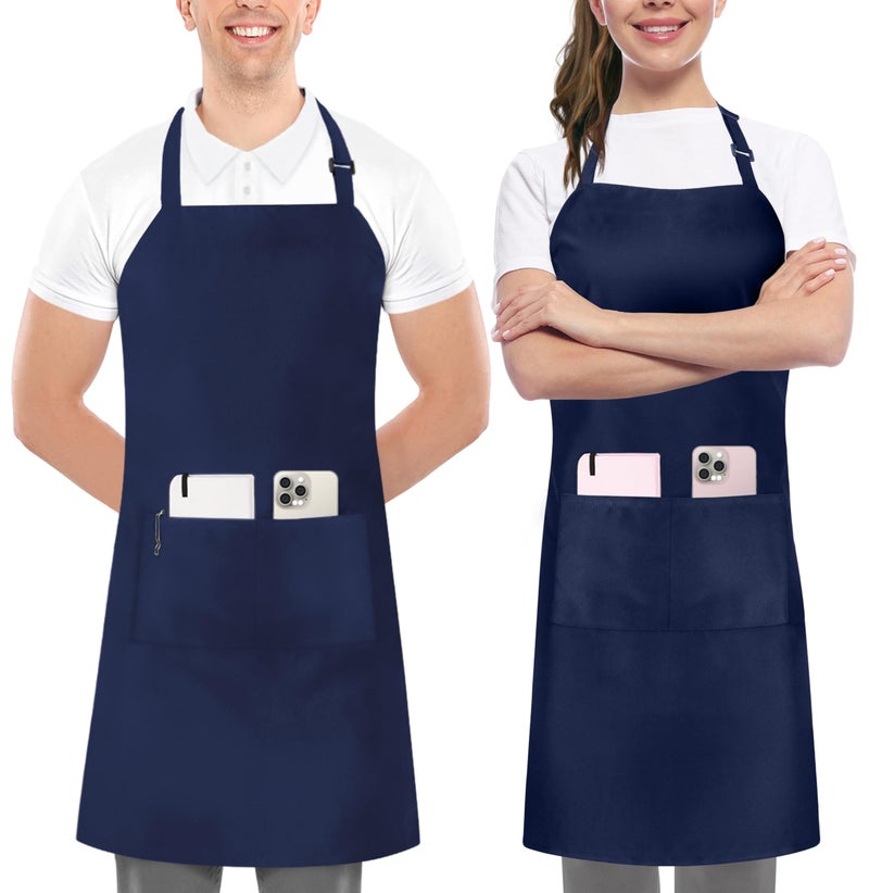 Utopia Kitchen 2 Pack Bib Apron  Adjustable with 2 Pockets  Water and Oil Resistant  Cooking Kitchen Chef Apron for Women Men - Image 1