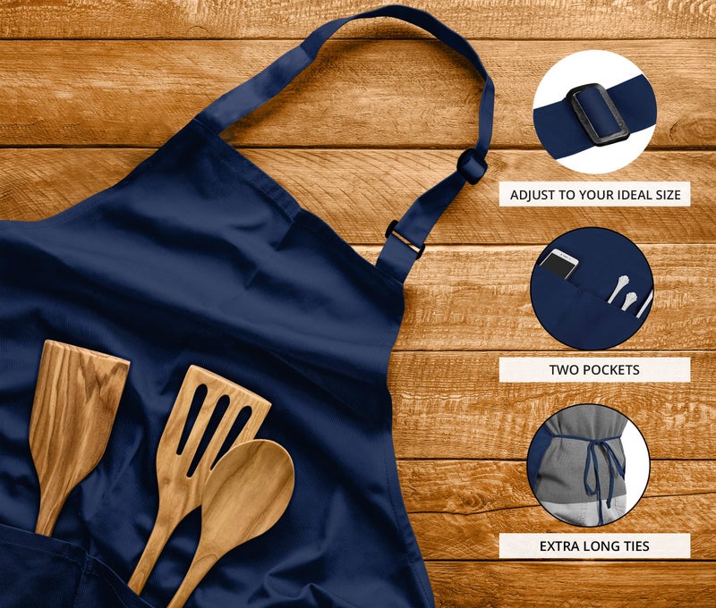 Utopia Kitchen 2 Pack Bib Apron  Adjustable with 2 Pockets  Water and Oil Resistant  Cooking Kitchen Chef Apron for Women Men - Image 4