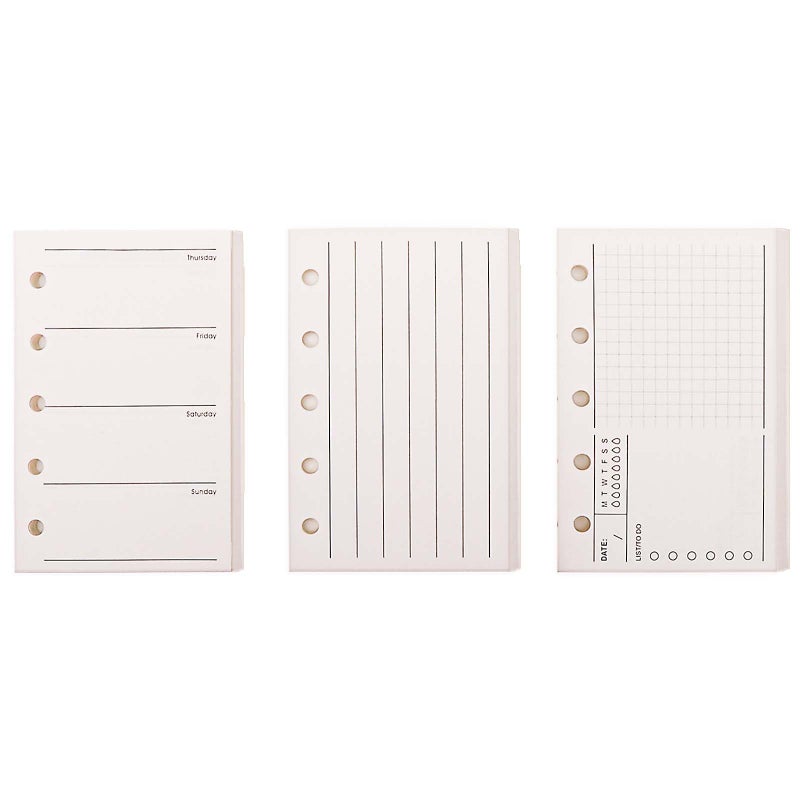 AxeWoodz 3 Pack A8 Refill Paper Loose Leaf Paper 120 Sheets Refillable Planner Binder Paper M5-5 Hole Mini Binder Paper 2.64''x4.09'' Filler Paper Vertical Line&To Do List&Weekly Plan - Image 1