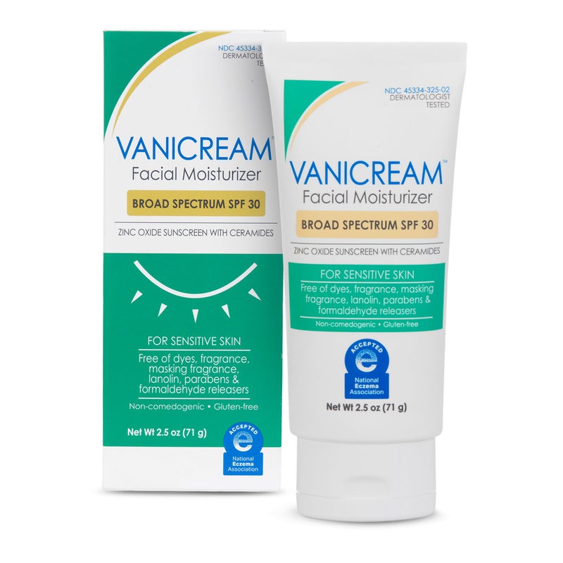 Vanicream مرطب وجه فانيكريم مع واقي شمس SPF 30 - واقي شمس معدني - 2.5 أونصة سائلة - مص formulated بدون مهيجات شائعة لذوي البشرة الحساسة - Image 1