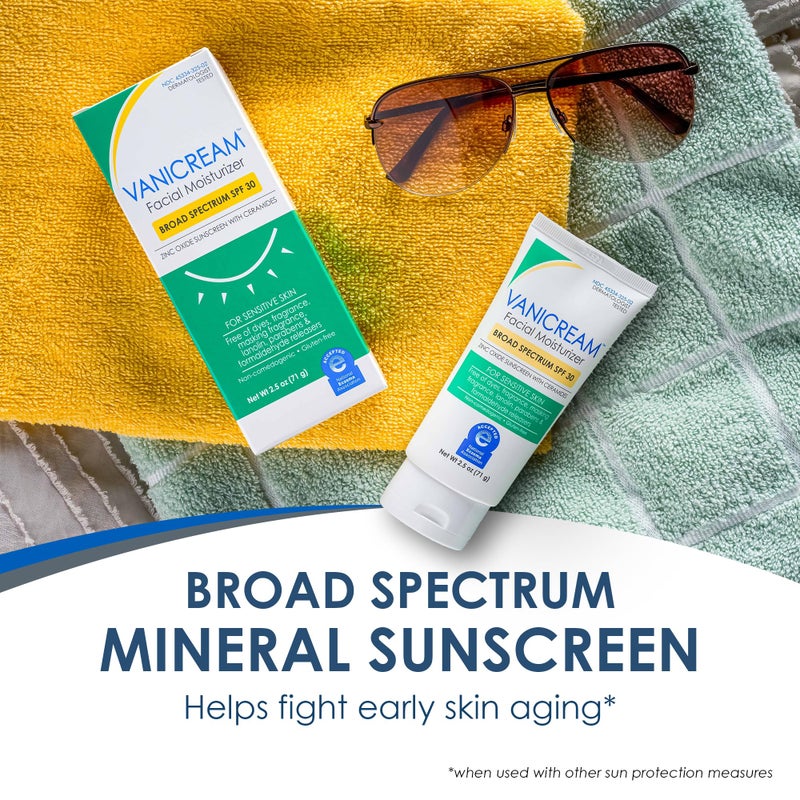 Vanicream مرطب وجه فانيكريم مع واقي شمس SPF 30 - واقي شمس معدني - 2.5 أونصة سائلة - مص formulated بدون مهيجات شائعة لذوي البشرة الحساسة - Image 3
