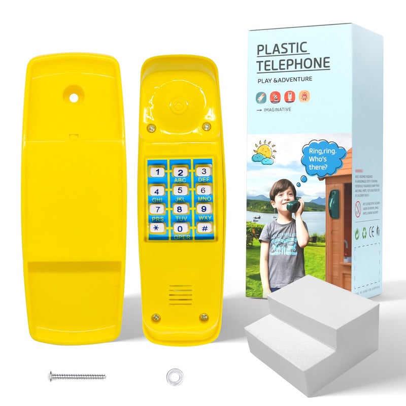 HAPPYPIE Toy Phone for Kids Swing Set Phone Pretend Phones and Learning Education Phones Plastic Telephone Creative Children Play Phone for Toddlers Baby Cell Phone Playhouse Phone Yellow - Image 3