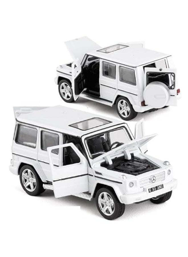 صندوق العاب سيارة جيب معدنية قابلة للفتح والسحب للخلف (للأطفال) سيارة معدنية مصبوبة باللون الأبيض - Image 2