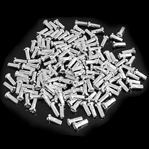 TAODAN Bike Spoke Nipple 100PCS Silver Bicycle Spoke Caps for 14G / 2mm Dia Mountain Road Bike, 12mm Long Cycling End Tip, Wheel Spoke Nipple - Image 2