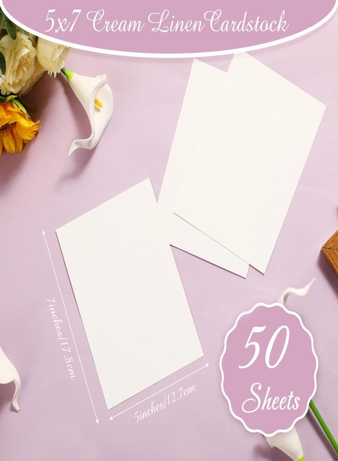 Geosar 50 Sheet Linen Cardtock 92lb 250gsm Invite Paper,5 x 7 in,Beige - Image 2