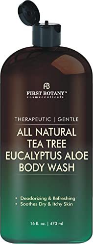 First Botany ALL Natural Body Wash  Fights Body Odor Athletes Foot Jock Itch Nail Issues Dandruff Acne Eczema Shower Gel for Women  Men Skin Cleanser 16 fl oz Tea Tree Eucalyptus