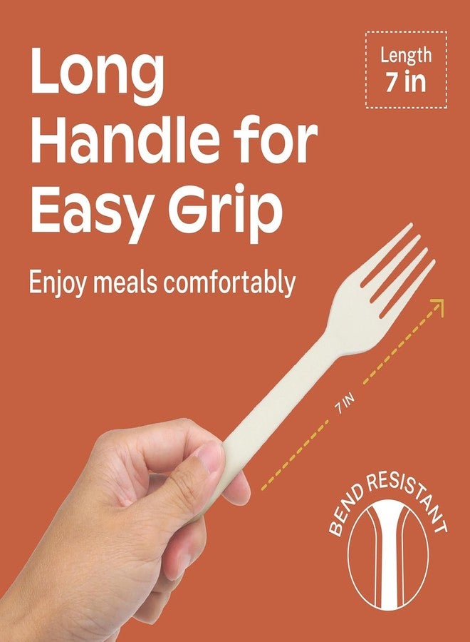 CORAL Ivory White 100% Compostable Silverware Set 340 Pieces - Heavy Duty 160 Forks, 120 Spoons, 60 Knives Bulk - Break Resistant with Smooth Edges, Ocean Friendly Alternative to Plastic Utensils - Image 3