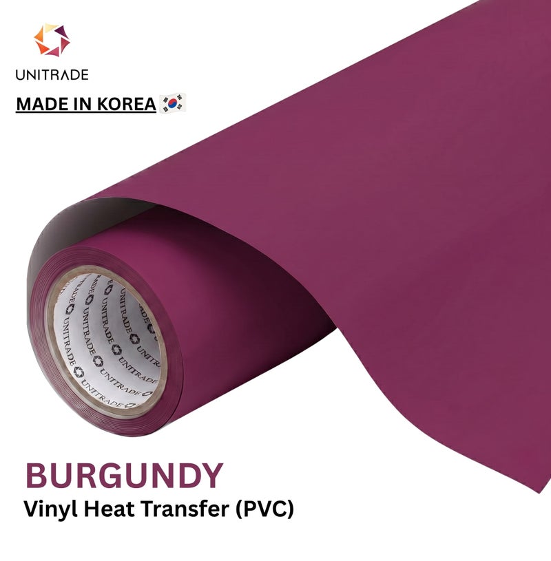 UNITRADE® Easy Cut (PVC) Burgundy Heat Transfer Vinyl Roll  / Compatible with Cricut, Silhouette, Professional Cutters / CPSIA Certified / Made in Korea - Image 1