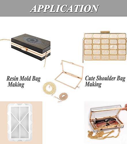 GDDP Resin Clutch Purse Mold Frame, Rectangular Metal Purse Frame for Resin Bag Mold, Creat Your Unique Handbag, Gold - Image 5