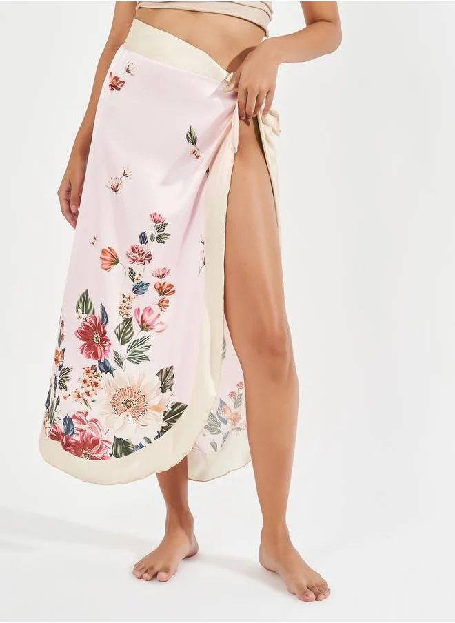 Styli Tie-Up Floral Print Sarong