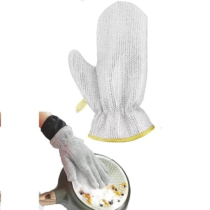 Avanya Avanya Steel gloves for cleaning utensils scrubber steel joona for kitchen juna dishes cloth rough scrub for best cleaning hand glovesMultipurpose washing rags 1 piece