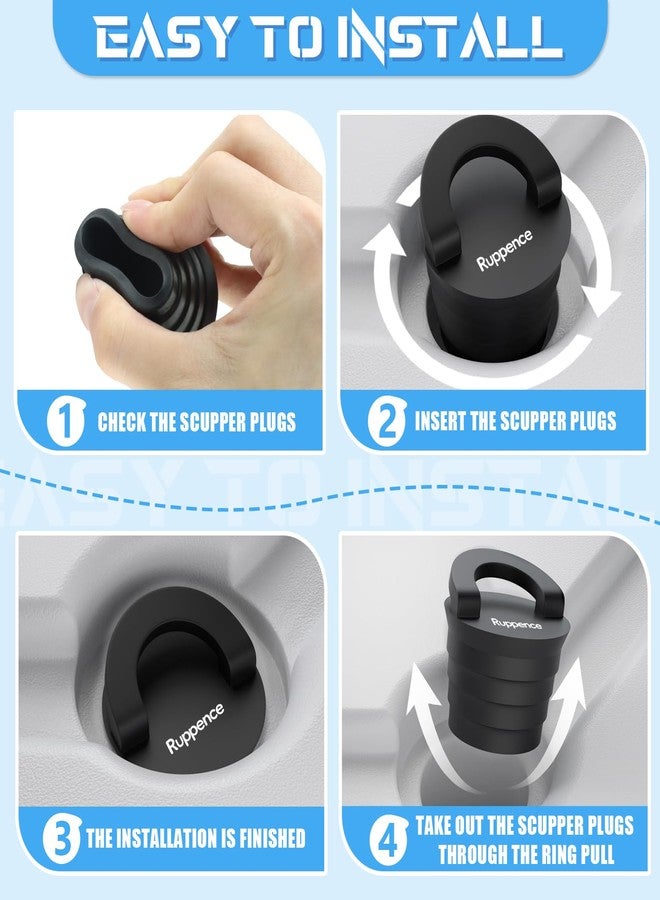 Ruppence 1-1/2" Kayak Scupper Plugs, Push-in Boat Drain Kayak Plugs for Sit on Top with Ring Pull Design, Watertight Livewell & Bilge Stoppers for Marine Drain Holes, Canoes & Small Watercraft (4Pack) - Image 4