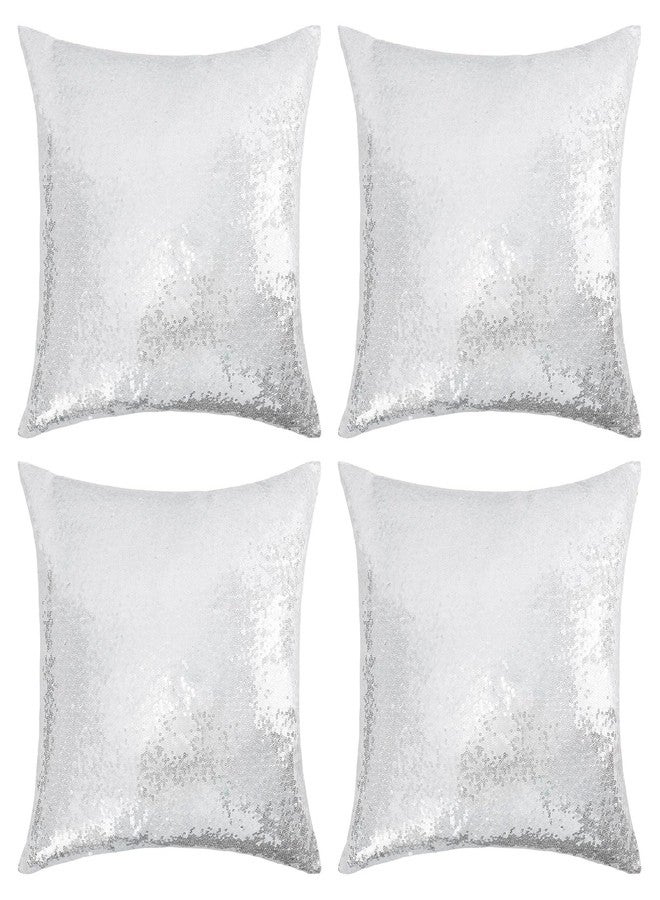 SquarePie Sequin Pillow Covers 18x18 Inch Set of 4 Sparkling Silver Decorative Cushion Case Square Throw Pillow Covers for Couch Bed Sofa Living Room Home Decor - Image 1