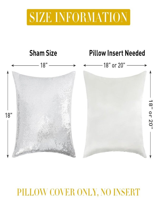 SquarePie Sequin Pillow Covers 18x18 Inch Set of 4 Sparkling Silver Decorative Cushion Case Square Throw Pillow Covers for Couch Bed Sofa Living Room Home Decor - Image 4