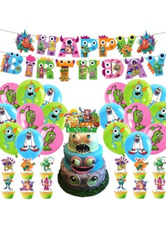 General Monster Concert theme Birthday Party Decoration My Singing Monster Flag Cake Card Balloon  - Image 1
