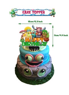 General Monster Concert theme Birthday Party Decoration My Singing Monster Flag Cake Card Balloon  - Image 2