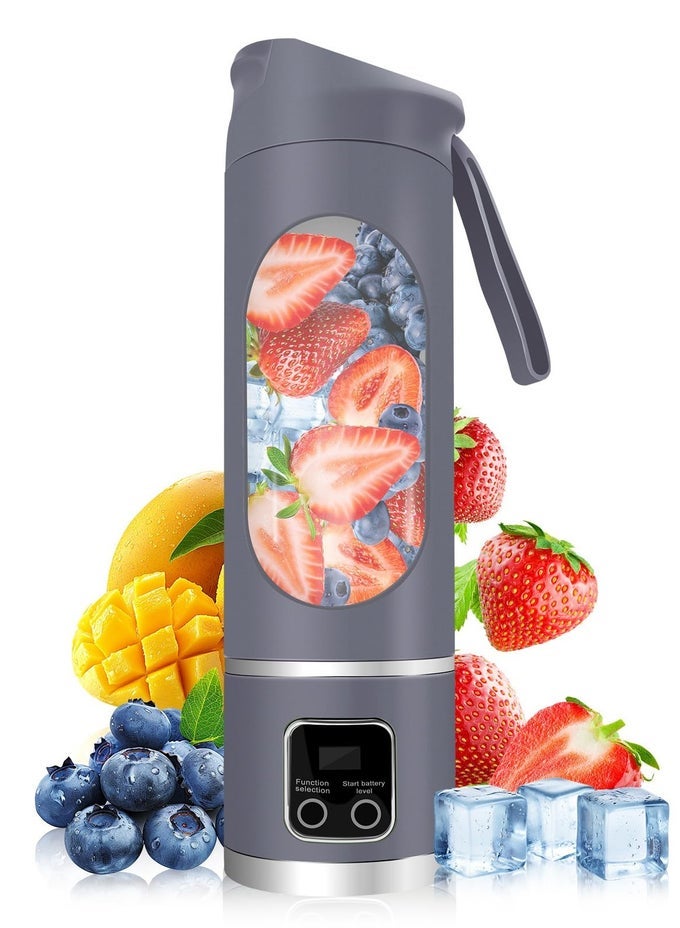 PORTABLE JUICER BLENDER,TRAVEL LEAK-PROOF JUICER CUP, BLENDER MACHINE FOR JUICE SMOOTHIES, EASY CLEAN,LCD DIGITAL DISPLAY, 12 -STAINLESS STEEL BLADES,3 MODES,USB CHARGE,WIRELESS MINI MIXER BLENDER FOR FRESH FRUIT SHAKES WITH LANYARD