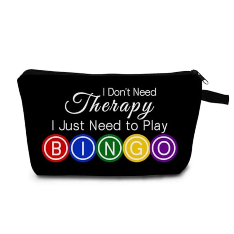 Bingo Game Gift for Women I Just Need Bingo Print Makeup Bag Birthday and Holiday Gift for Game Lovers Casino Lover Gift Black - Image 1