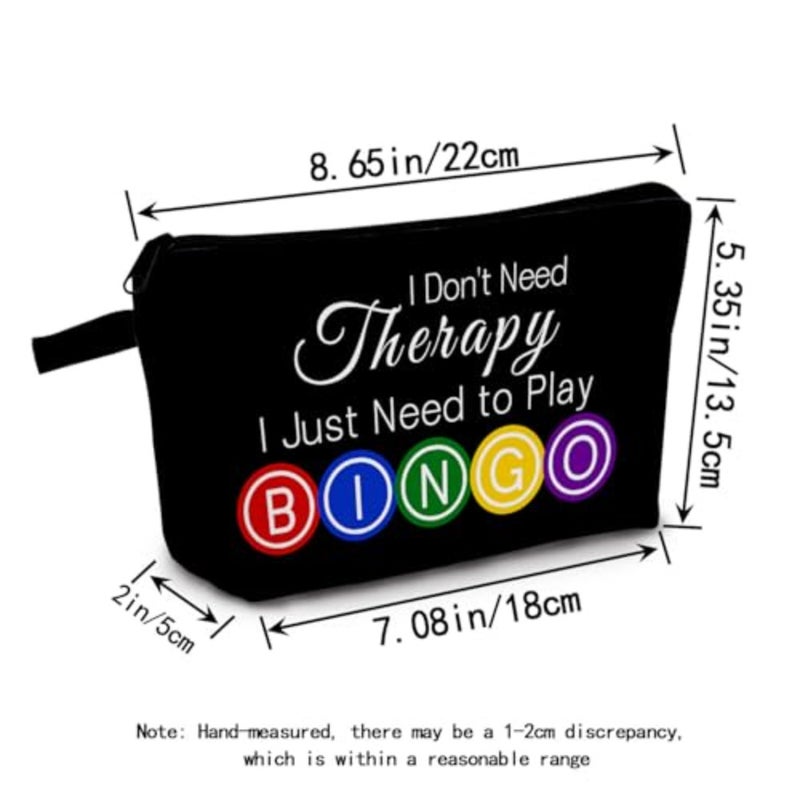 Bingo Game Gift for Women I Just Need Bingo Print Makeup Bag Birthday and Holiday Gift for Game Lovers Casino Lover Gift Black - Image 2