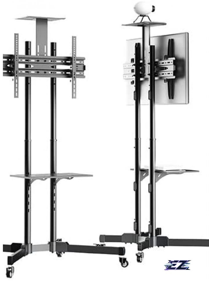 ELTRAZONE Single Monitor Fully Adjustable Computer Desk TV Mount with Wheels – Articulating Stand for 32”-65” LCD Screens, 360° Swivel, VESA Compatible - Image 3