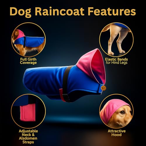 Sage Square Dog Raincoat | Waterproof Pet Jacket with Hood & Leash Hole | Lightweight & Breathable Fabric | Adjustable Strap | Coat Protects Against Rain, Mud, Ticks & Fleas (20Inch) (Medium) - Image 5