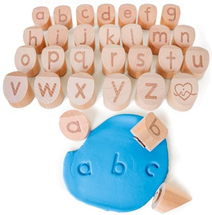 Alphabet Playdough Stamps for Kids Lowercase Letter Stamp Set ABC Toddler Clay Dough Stampers
