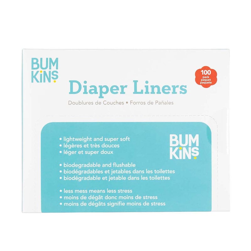 BUMKiNs بطانة حفاضات قماشية قابلة للتصرف من بومكينز، قابلة للتحلل، محايدة، 100 قطعة (عبوة من 1) - Image 5