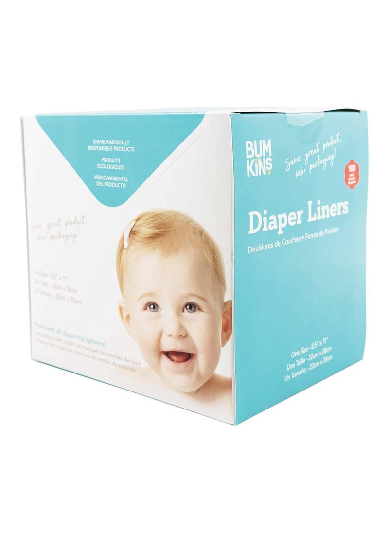 BUMKiNs Disposable Cloth Diaper Liner, Biodegradable, Neutral, 100 Count, (Pack Of 1)  - Image 1