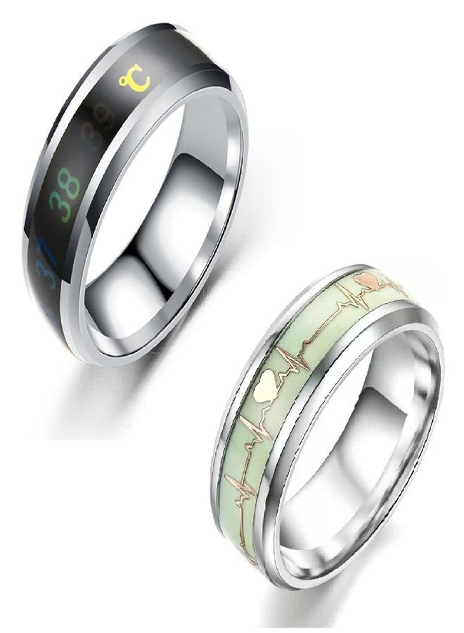 IGA COLLECTION Valentine Stylish Fashionable Latest Combo ECG & Silver Temperature Ring W1 (19) - Image 1